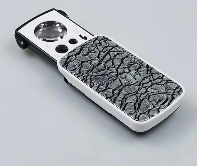 Выдвижная лупа для ювелирных изделий 30X 60X 90X светодиодная подсветка для глаз мини портативная лупа с УФ-светом для ювелирных изделий