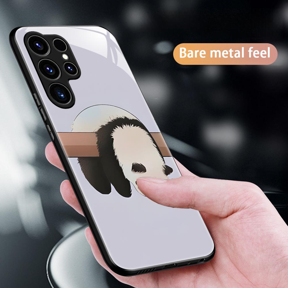 Популярный Милый Чехол-Картинка Панда для Samsung S25 S24 S23 S22 S21 S20 Plus Ultra Note20 Стеклянный Магнитный Чехол