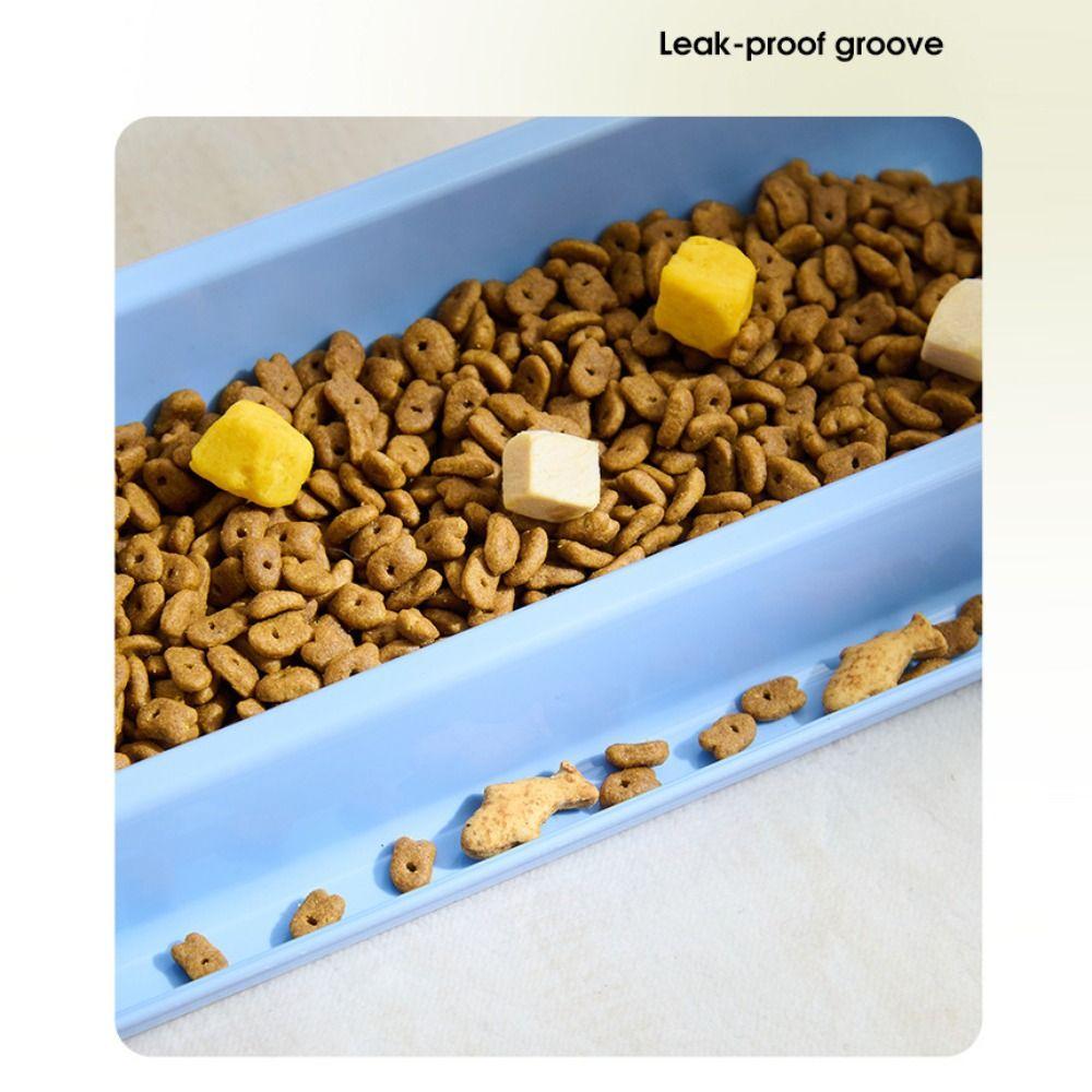 New Elongated Multi Cat Feeding Bowl Large Capacity 15° Slanted Long Pet Food Dish Washable Anti Ant Pet Food Bowl Feeding