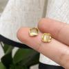 Geometry Imitation Opal Earring Gold Color Square Small Stud Earrings Jewelry Accessories