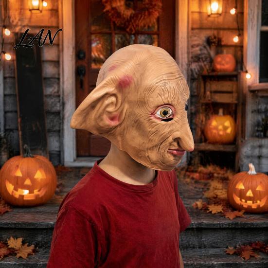 Comfortable Halloween Mask Elf Full Head Mask, Movie Character Cosplay Latex Face Masquerade for Costume Party Role Play Props Accessories