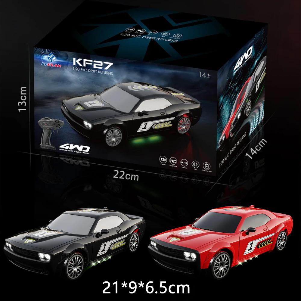 4WD Drift Racing RC Car with LED Light KF27 High Speed 2.4G Racing Cars 1:20 Red Black Sports Cars Toys Gift For Adults And Kids