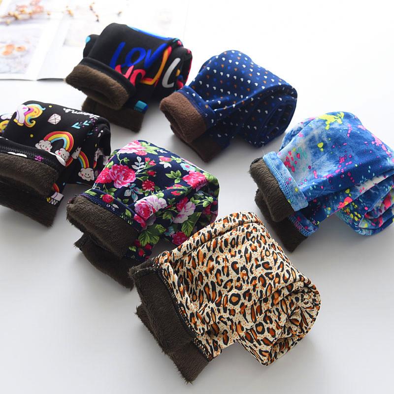 Леггинсы для девочек, осенние и зимние утепленные теплые штаны для девочек, детская одежда