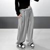 Серые спортивные штаны для бега больших размеров, женские корейские модные черные спортивные штаны для бега, свободные широкие брюки