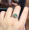 Eight Hearts Eight Arrows PT950 Plated Blue-Green Moissanite Open Ring for Women - Hot-Selling Jewelry