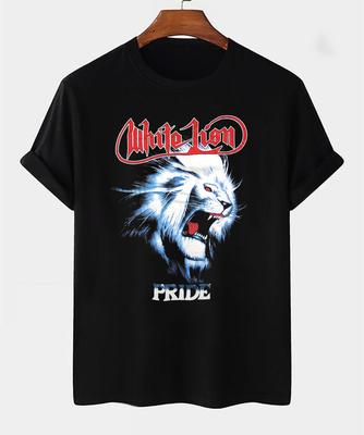 Мужская футболка с принтом White Lion Band, черная, с коротким рукавом, все размеры 91, унисекс
