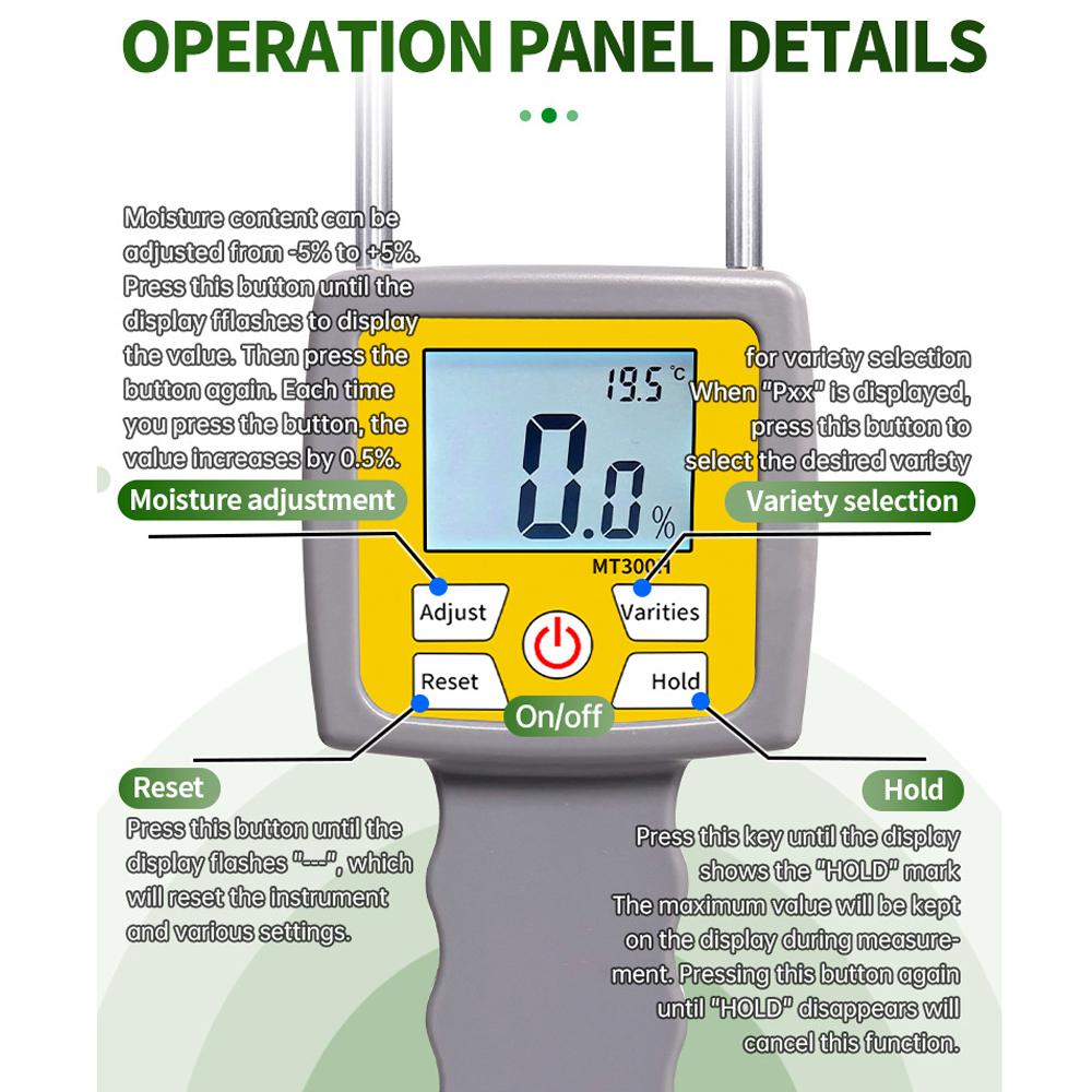 0-84% Digital Hay Moisture Meter High Sensitivity for Grass Straw Pile Sawdust Wheat Bran Straw Alfalfa Moisture Content Test