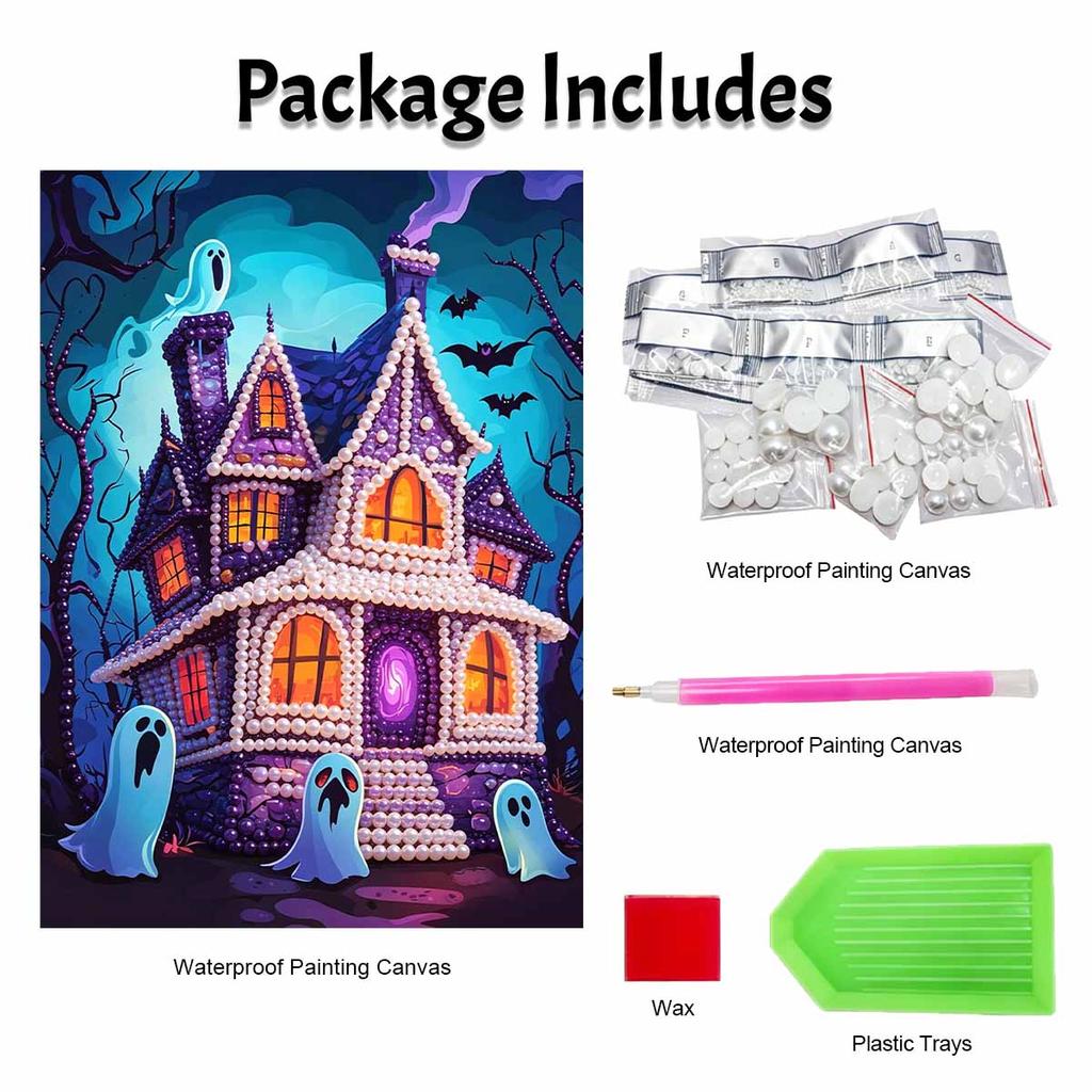 Halloween haunted house pearl painting art full pearl handmade diy home decorations