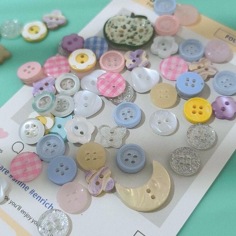 11pcs Multicolour Plastic Buttons Crafts DIY Scrapbooking Cute Korean Cream Sewing Button Randomly Apparel Accessories