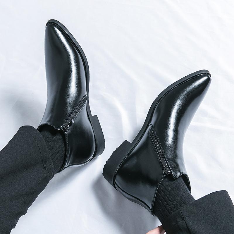 Men’s Motorcycle Boots Retro Street Style Dress Chelsea Boots Tuxedo Wedding Men Fashion Ankle Boots