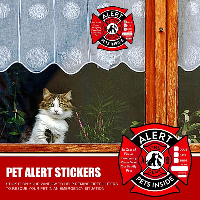 Pet Inside Sticker Save Our Pets Emergencies Window Stickers UV Fade Resistant Pet Alert Safety Fire Rescue Sticker