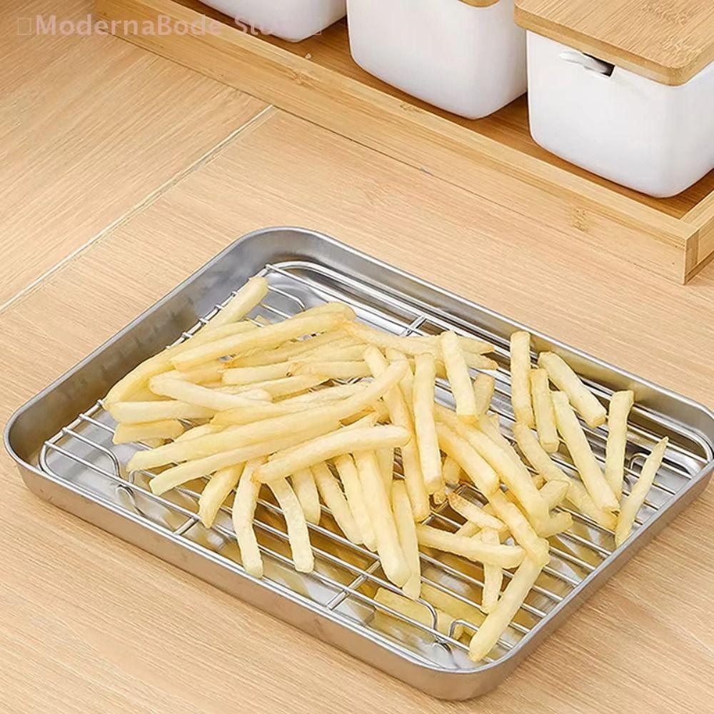 Removable Stainless Steel Baking Pan with Cooling Rack Oven Rack BBQ Tray for Cooking Roasting