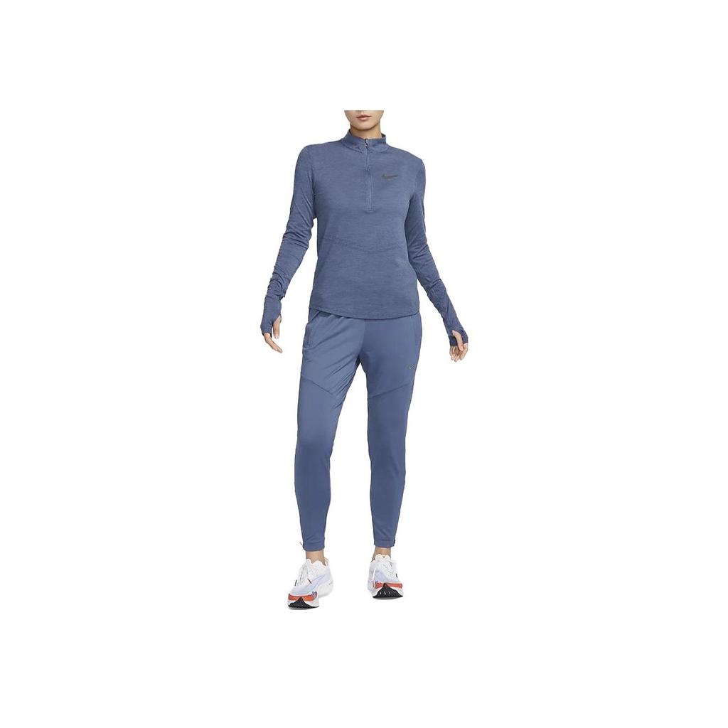 Nike Dri-Fit Swift Solid Stand Collar Half-Zopper-Dry Long Sleeve T Shirt Women Tops Phenomenal-Blue FB4439-491