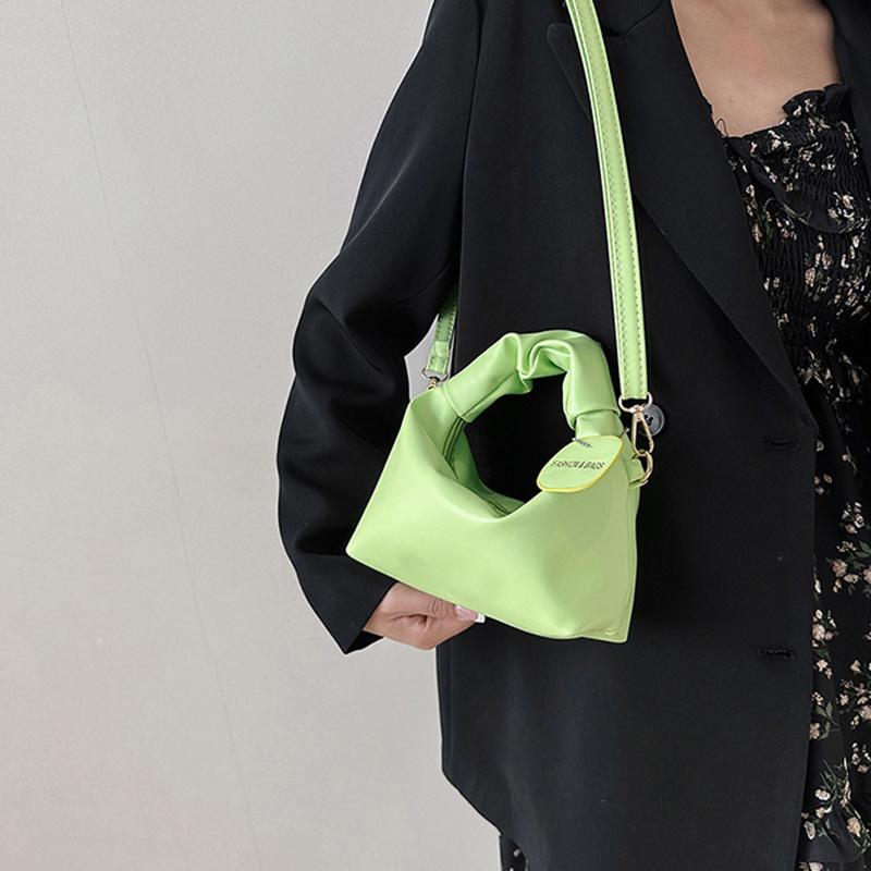 Trendy Casual Women's Handbag PU Wrinkled Bag Shoulder Bag Solid Color Female Hobos Messenger Bag For Outings Shopping