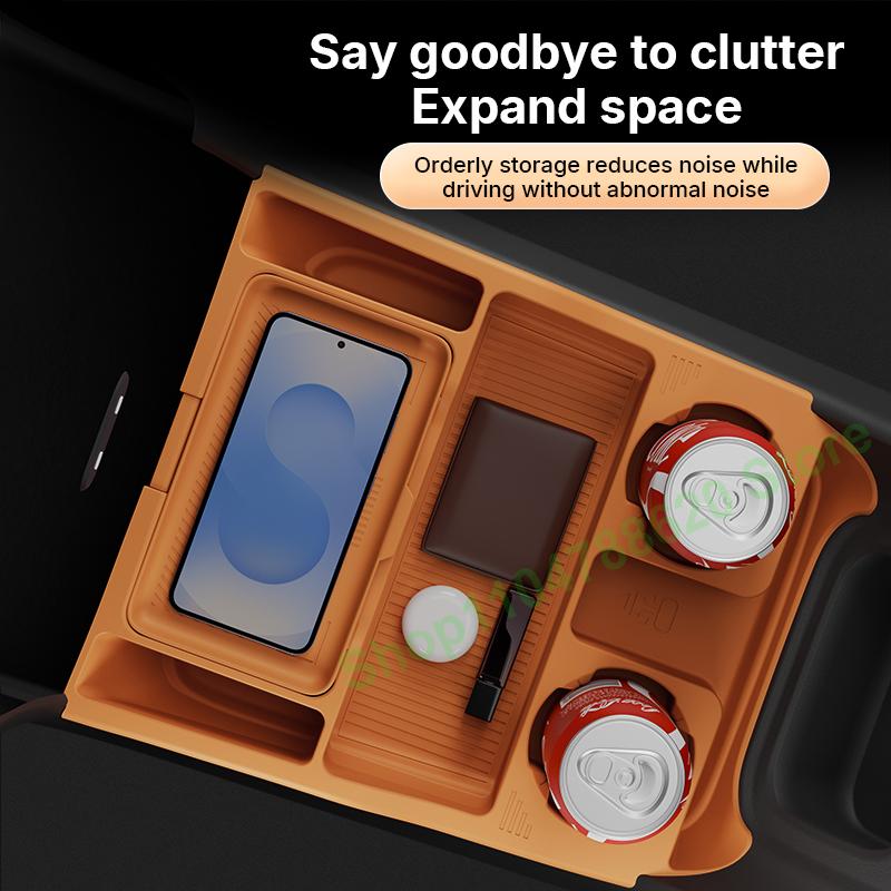 For Xiaomi Yu7 2025 2026 Car Center Armrest Hidden Silicone Storage Box Cup Holder Organizer Interior Stowing Accessories