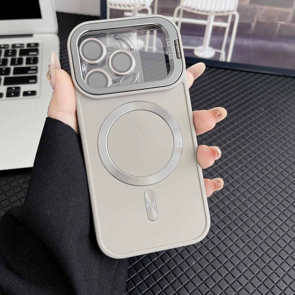 Невидимая магнитная подставка Жидкий чехол для телефона для iPhone 13/14/15/16/17 Pro Max - На ощупь как кожа, Защитный