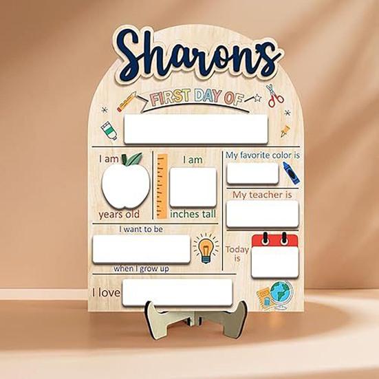 Табличка «Первый день в школе» Деревянная табличка с вехой образования Сувенирная доска для рисования маркером Подарки детям на «Снова в школу»