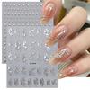 12pcs Y2k 3D Bronzing Silver Moon Star Snake Nail stickers Metallic Silver Rose Flower Nail Decals Slef-Adhesive Nail Decoration