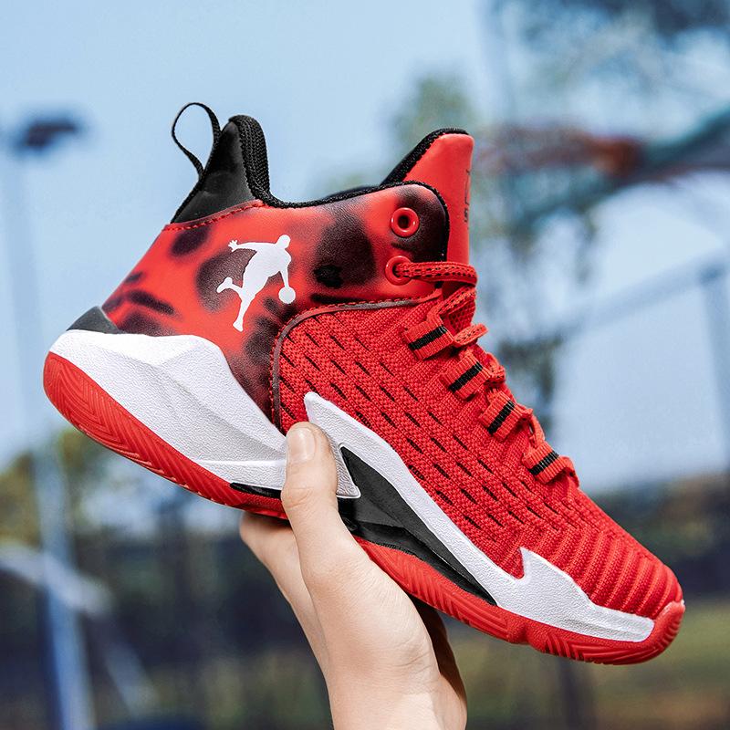 Children's basketball shoes sgs sports boys shoes fly-woven spring and summer mesh student trend middle and older children's casual shoes