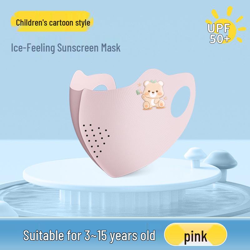 Kids' Cartoon Ice Silk Sunscreen Mask: Breathable, Full Face for Ages 3-12