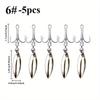 5pcs Luoya Reinforced Turn Ring Three Hook Rotating Sequin Three Hook Bearing Turn Ring Golden and Silvery Tin Ordinary Hook Sea Fishing