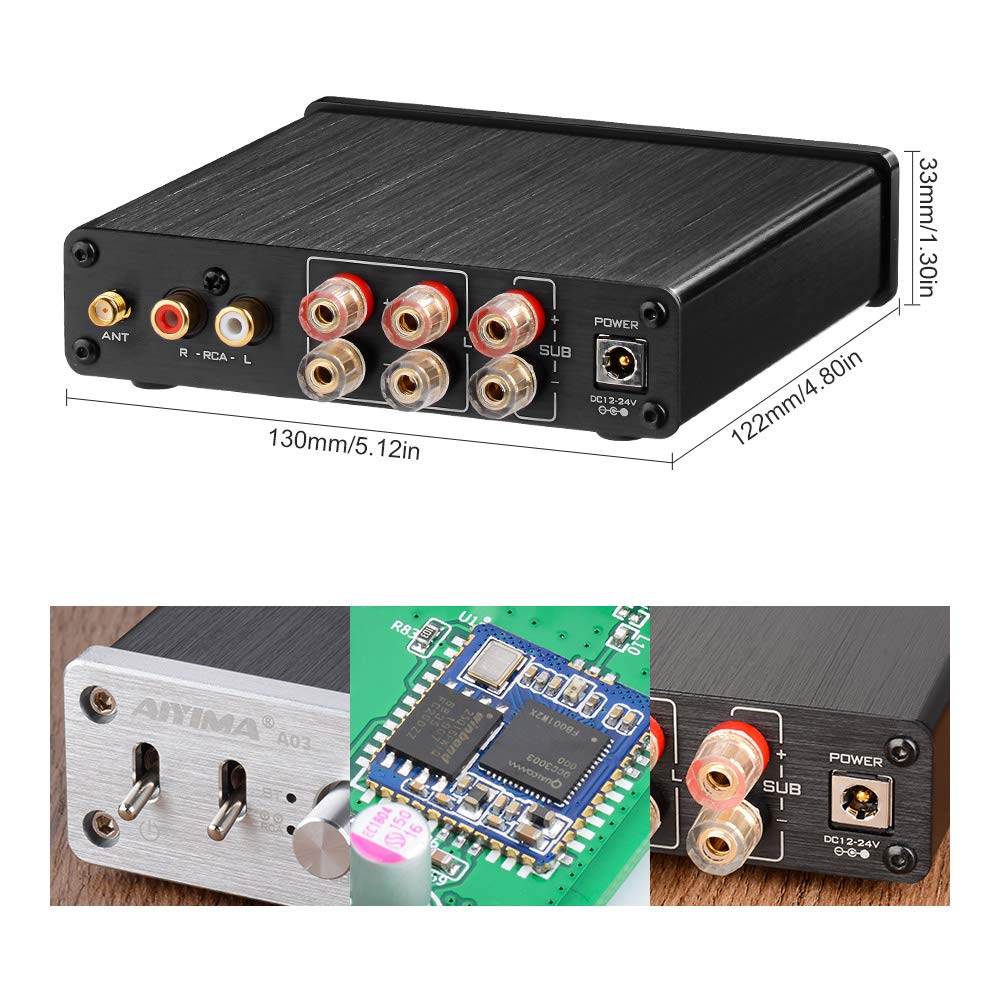 AIYIMA A03 TPA3116 сабвуфер Bluetooth усилитель HiFi TPA3116D2-канальный цифровой аудиоусилитель 2.1 50 Вт2+100 Вт DC12-24 В