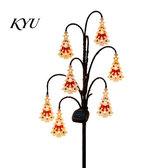 Solar Tree Stake Lights Christmas Lights, Outdoor Waterproof LED Pathway Winter Garden Accents Lamps for Yard Lawn Patio, Holiday Landscape Decoration
