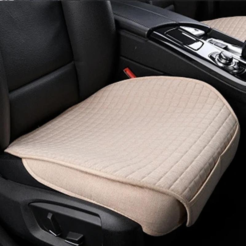 SEAMETAL Flax Car Seat Cover Four Seasons Front Linen Fabric Cushion Breathable Seat Protector Mat Pad