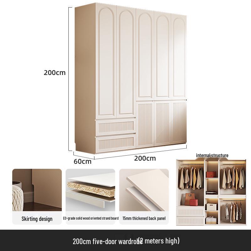 Modern Solid Wood Wardrobe: Light Luxury Storage Solution for Small Apartments