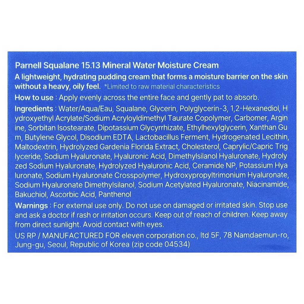 Parnell, Squalane 15.13 Mineral Water Moisture Cream, 50ml (1.69 fl oz)