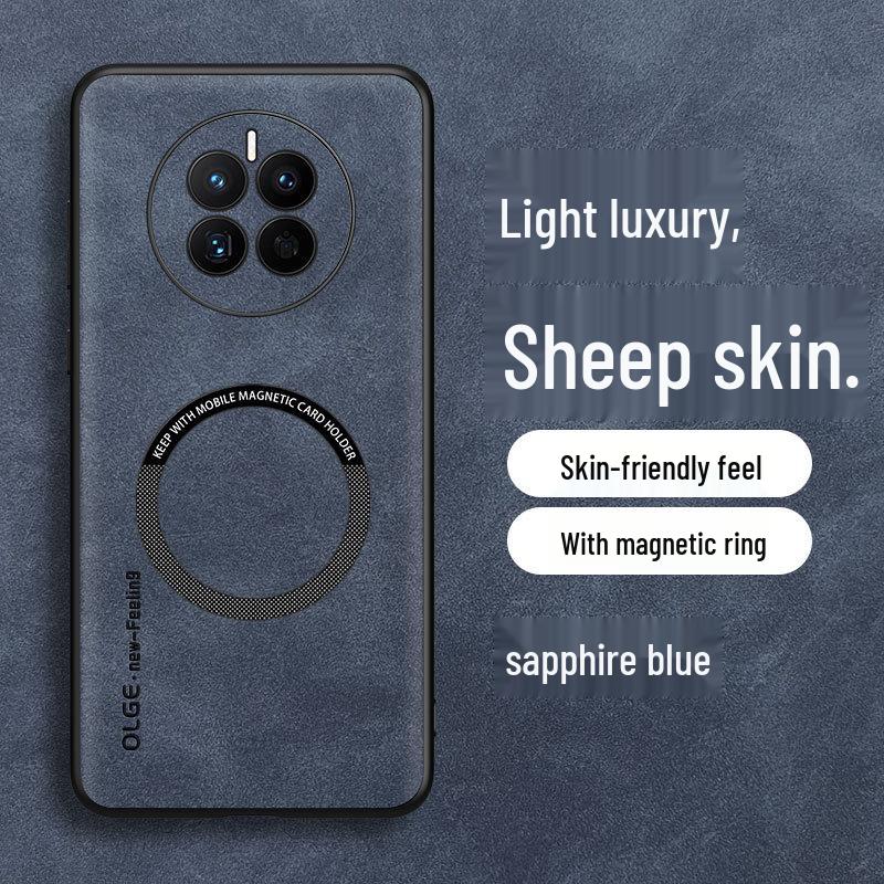 Магнитный чехол из натуральной кожи ягненка для Huawei Mate 50/60 Pro+ - Полное покрытие, жесткий корпус