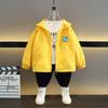 Повседневное пальто для мальчиков и девочек 2025 Весна и Осень Детская модная куртка на молнии с капюшоном