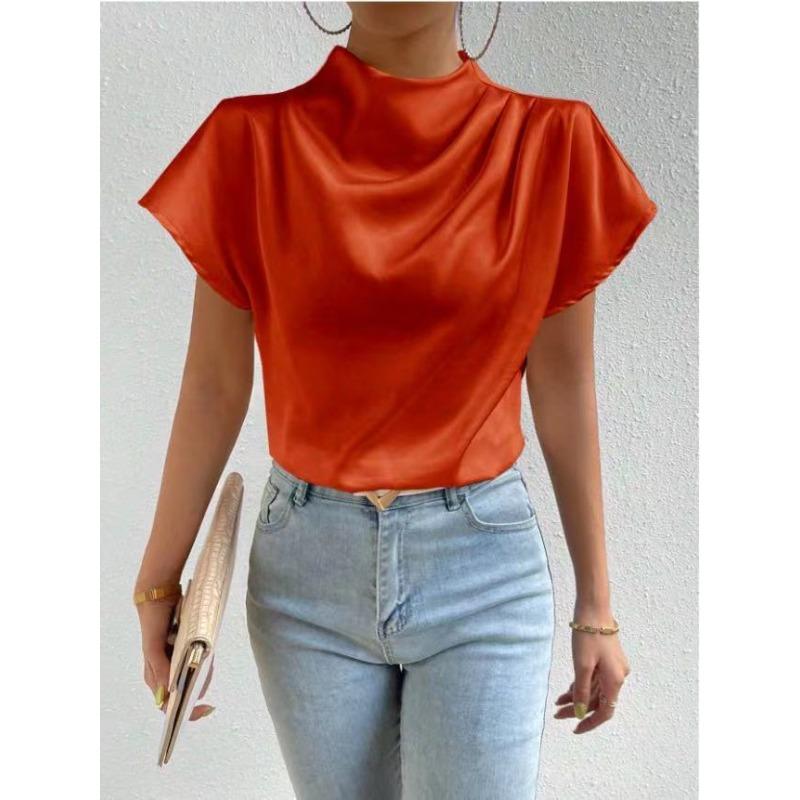 Женская летняя мода, новый топ с круглым вырезом и короткими рукавами