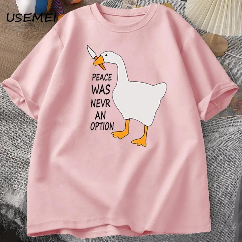 Футболки Goose Peace Was Never An Option для мужчин и женщин, летние, хлопковые, модные, для отдыха, крутые, мужская одежда, футболка с коротким рукавом