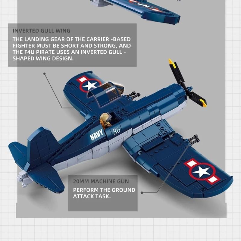 550 ШТ. Sluban WW2 Тихий Шторм Военный Истребитель F4U-1 Пират Строительные Модули Модель Самолета Военно-Воздушных Сил Кирпичики Наборы Игрушек Самолет Солдат для Детей