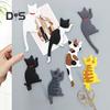 Fridge Sticker with Hook High Toughness 3D Realistic Cartoon Cat Design Refrigerator Sticker Decorative Fridge Accessory