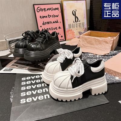 Толстая подошва кекса усиливает головку ракушки большая голова обувь детская 2025 весна и осень новые маленькие популярные повседневные одинарные туфли