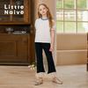 Little Naive Girls' Ruffled Ribbed Knit Flare Pants