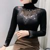 Spring Autumn Fashion New European Clothes T-Shirt Sexy Women Turtleneck Diamonds Tops Blouses Elegant Casual Long Sleeve Slim Tees