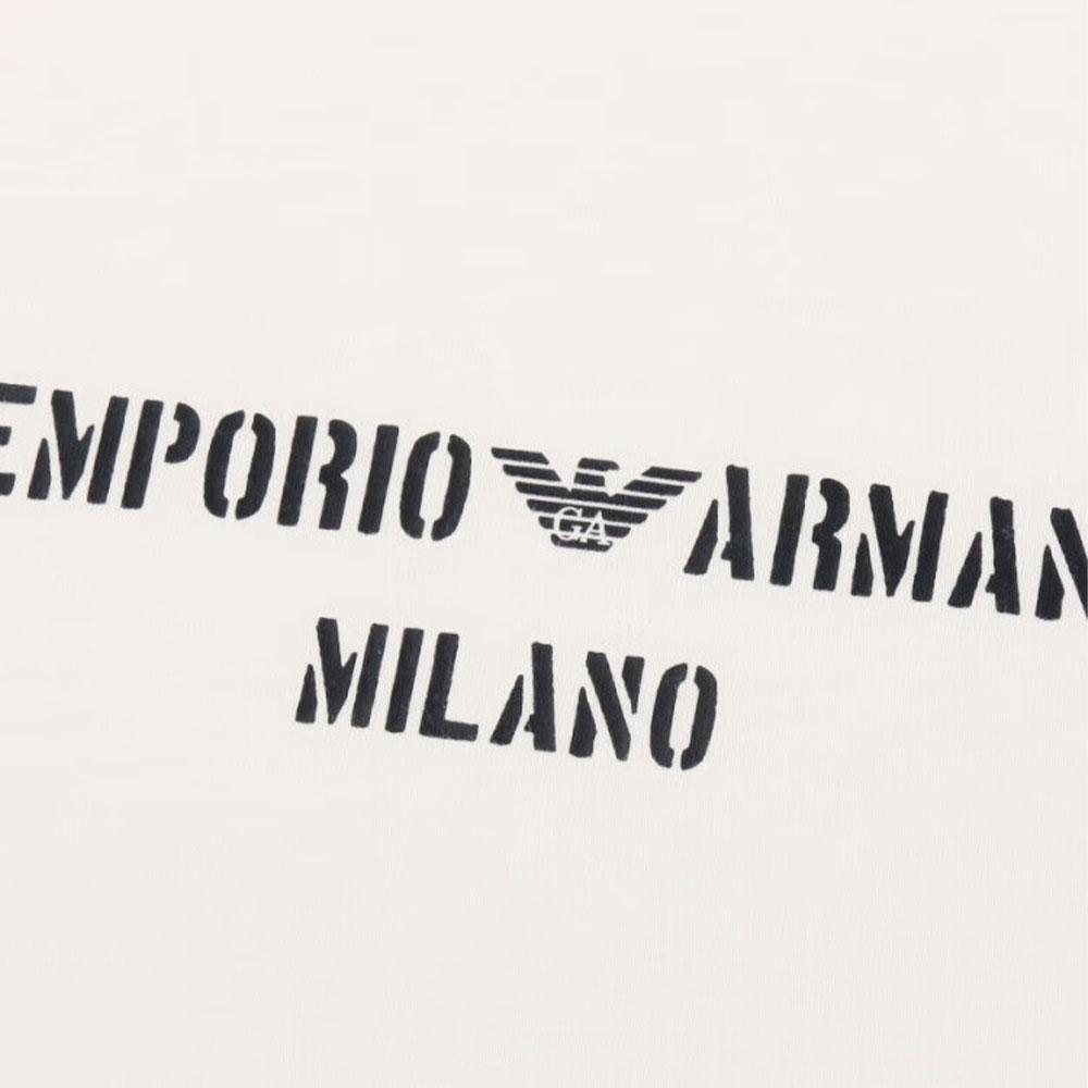 Emporio Armani Мужская минималистичная хлопковая футболка с коротким рукавом и логотипом Ss22, топ, бежевый 3L1TFR-1JPZZ-0128