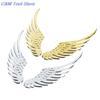 1 пара Автомобильные мотоциклетные аксессуары Золотой/серебристый Автостайлинг Модные металлические наклейки 3D Крылья Автомобильная наклейка