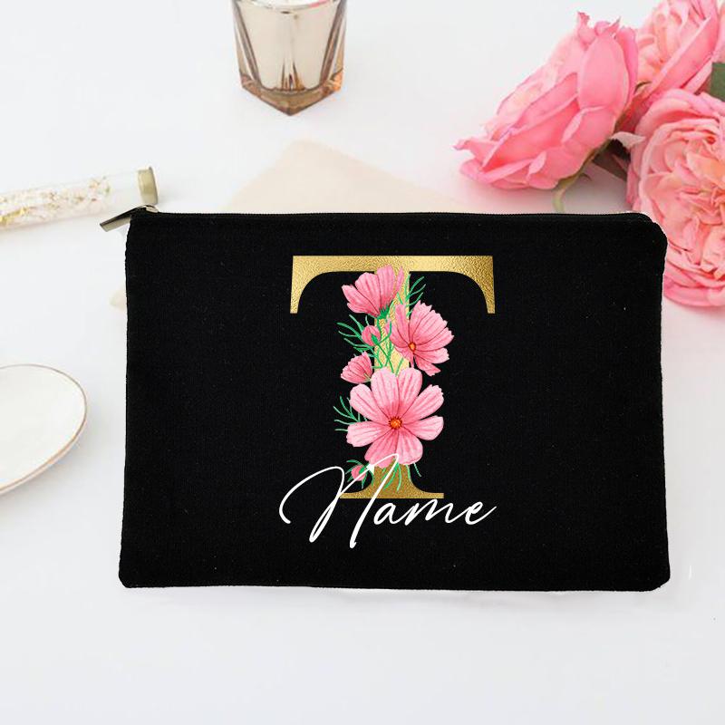 Personalized Makeup Bag Custom Initial with Name Bridal Cosmetic Case Monogram Toiletries Pouch Wendding Gifts for Bridesmaid
