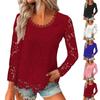 Women's Fashion Solid Lace Top With Square Neck And Lace Long Sleeves