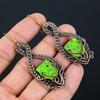 Copper Green Turquoise Handmade Copper Wire Wrap Earring 2.8 M7p61