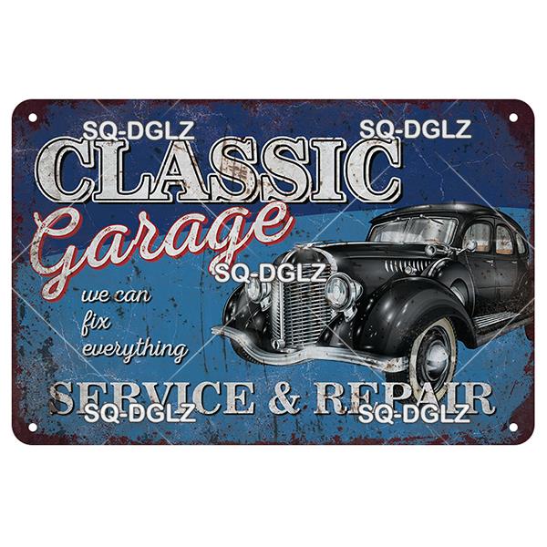 SQ-DGLZ винтажная металлическая вывеска, классические автомобили, жестяная вывеска, тарелка для гаража, магазина, домашний бар, дверь, Настенный декор, наклейка, украшение, табличка, постер