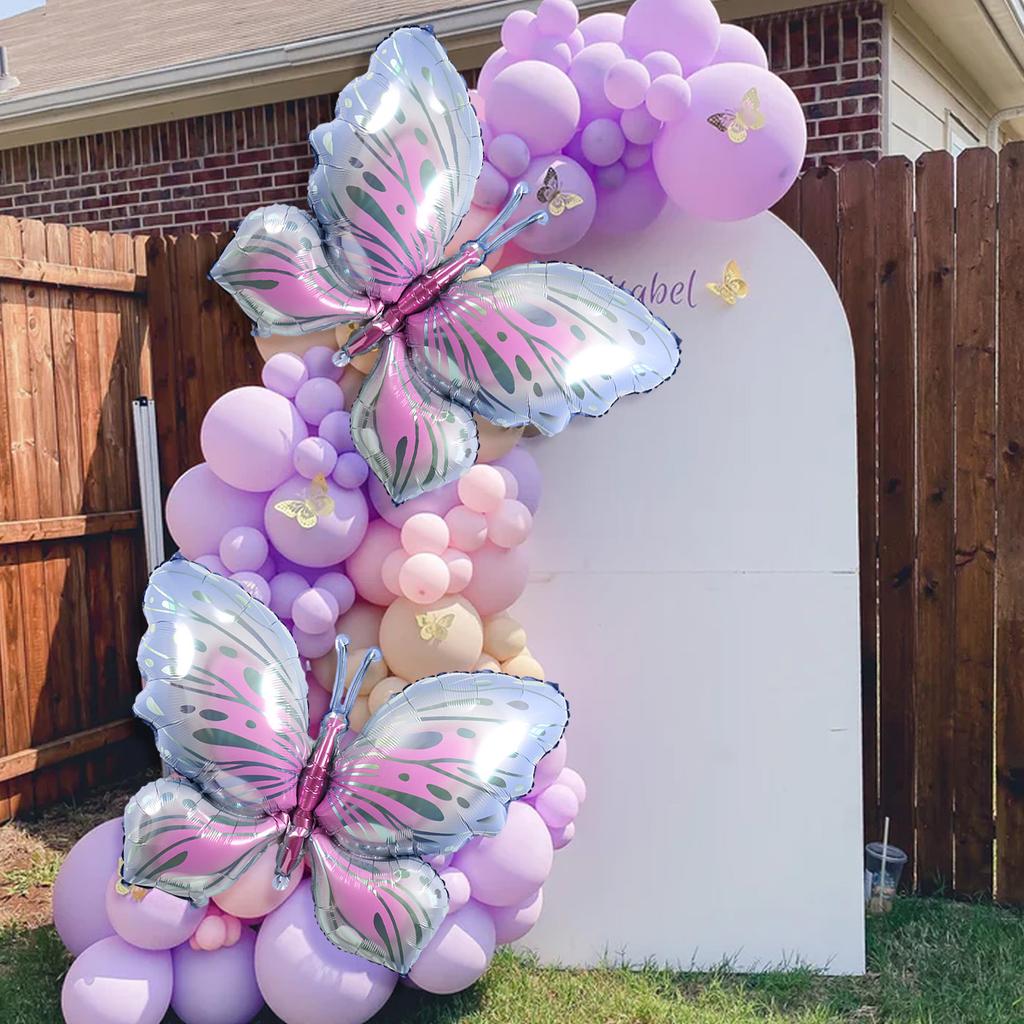4 шт. фиолетовых воздушных шара из фольги в виде бабочек, для девочек, дня рождения, детского душа, свадьбы, предложения, вечеринки, украшения