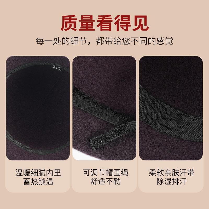 Цилиндр женский осенне-зимний шерстяной ретро шерстяная шляпа купол модная универсальная шляпа-ведро для улицы теплая