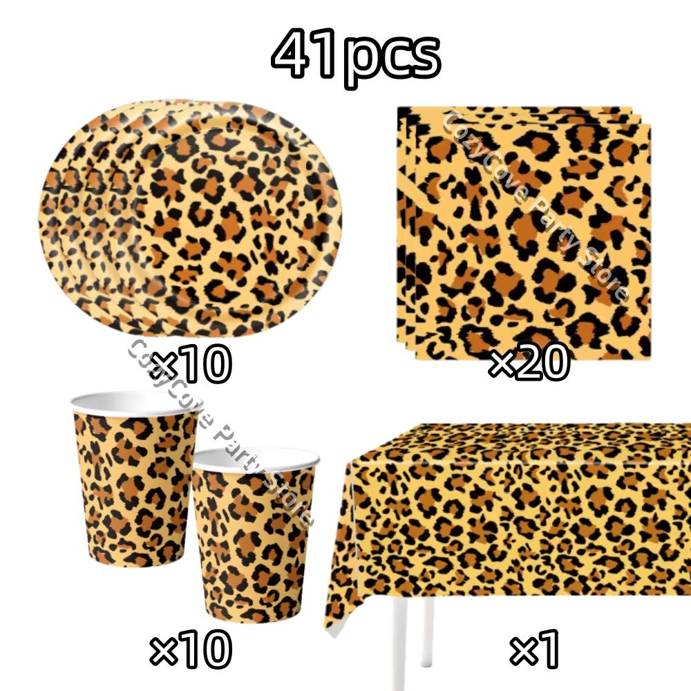 Pink Leopard Birthday Party Decoration Animal Leopard Theme Tableware Cup Plate Banner Balloons Birthday Party Supplies Gifts