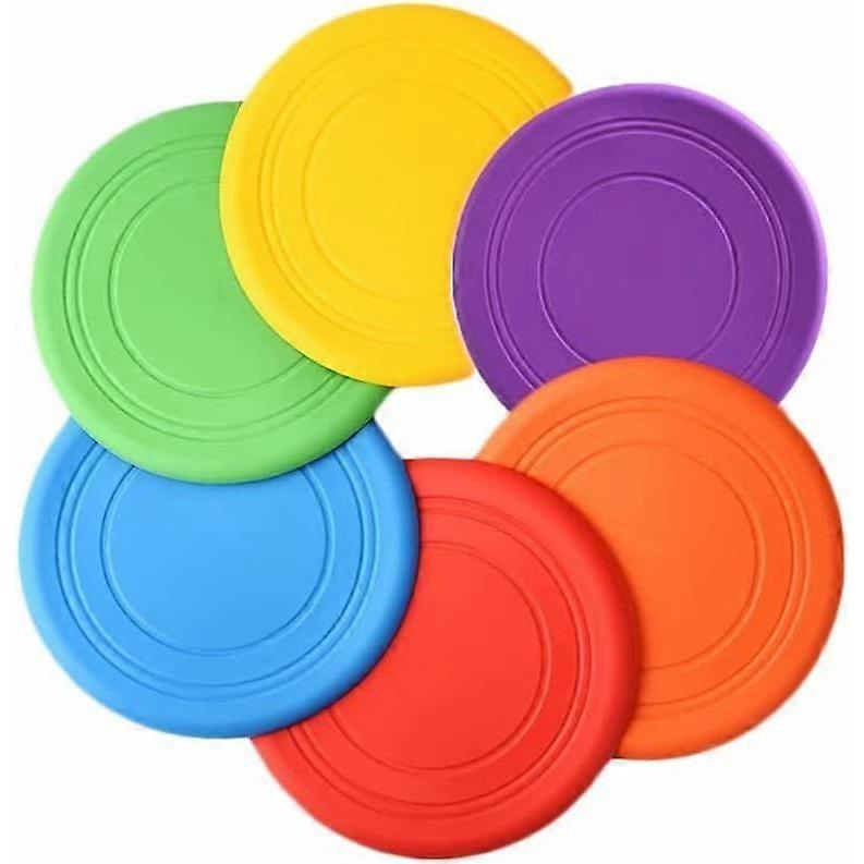 Kids Flying Disc Toy Outdoor Playing Lawn Game Disk Flyer for Kindergarten Teaching Soft Silicone Colorful 6 Pack Set