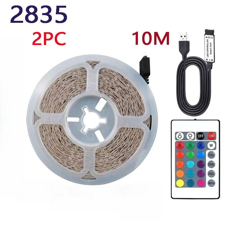 10M USB 2835 LED Strip Light RGB Remote Control Lights Flexible Lamp Tape Ribbon TV Desktop Screen Back Light Diode Tape